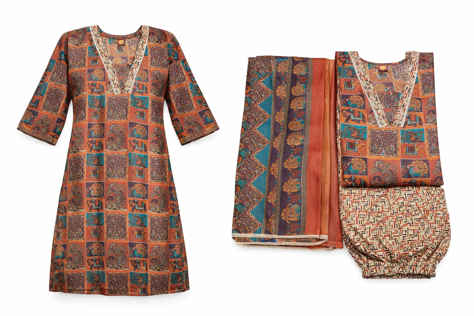 Traditional Indian Ethnic Kurta Set - Size S